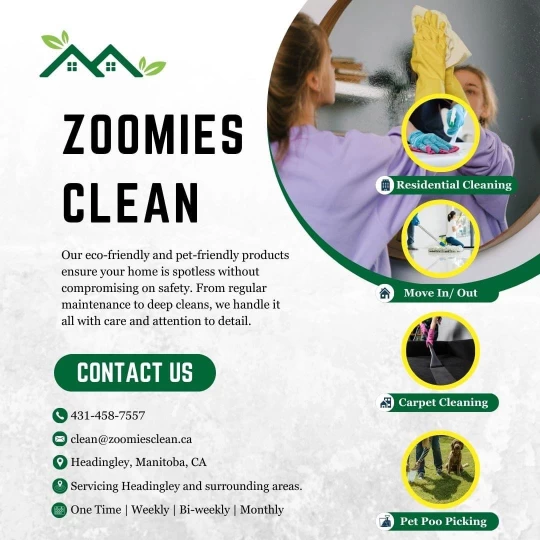 Image of Zoomies Clean service in Headingley, Manitoba, Canada Image of Zoomies Clean service in Headingley, Manitoba, Canada