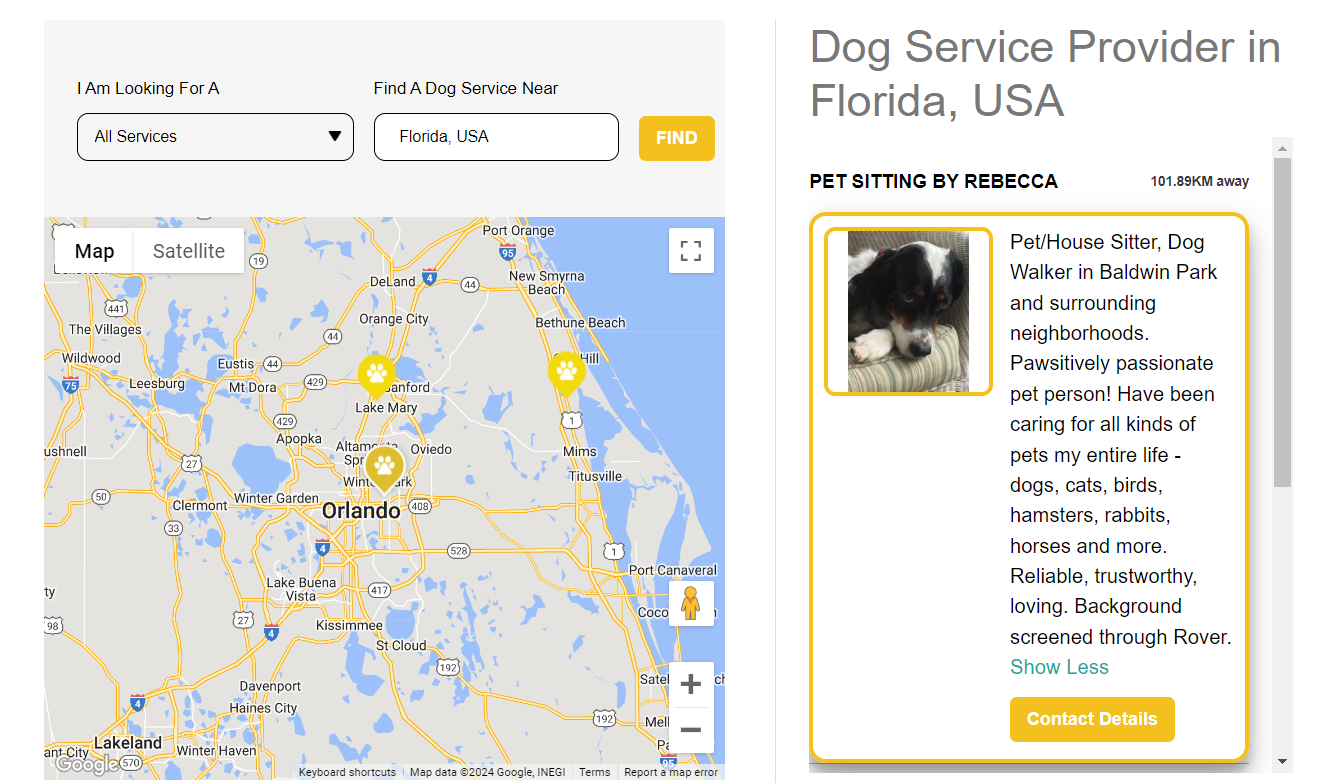 business pin on website map