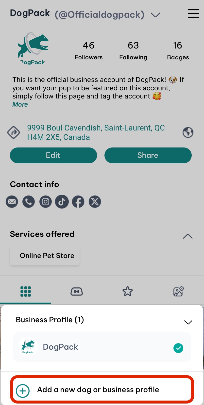 Adding new profile menu