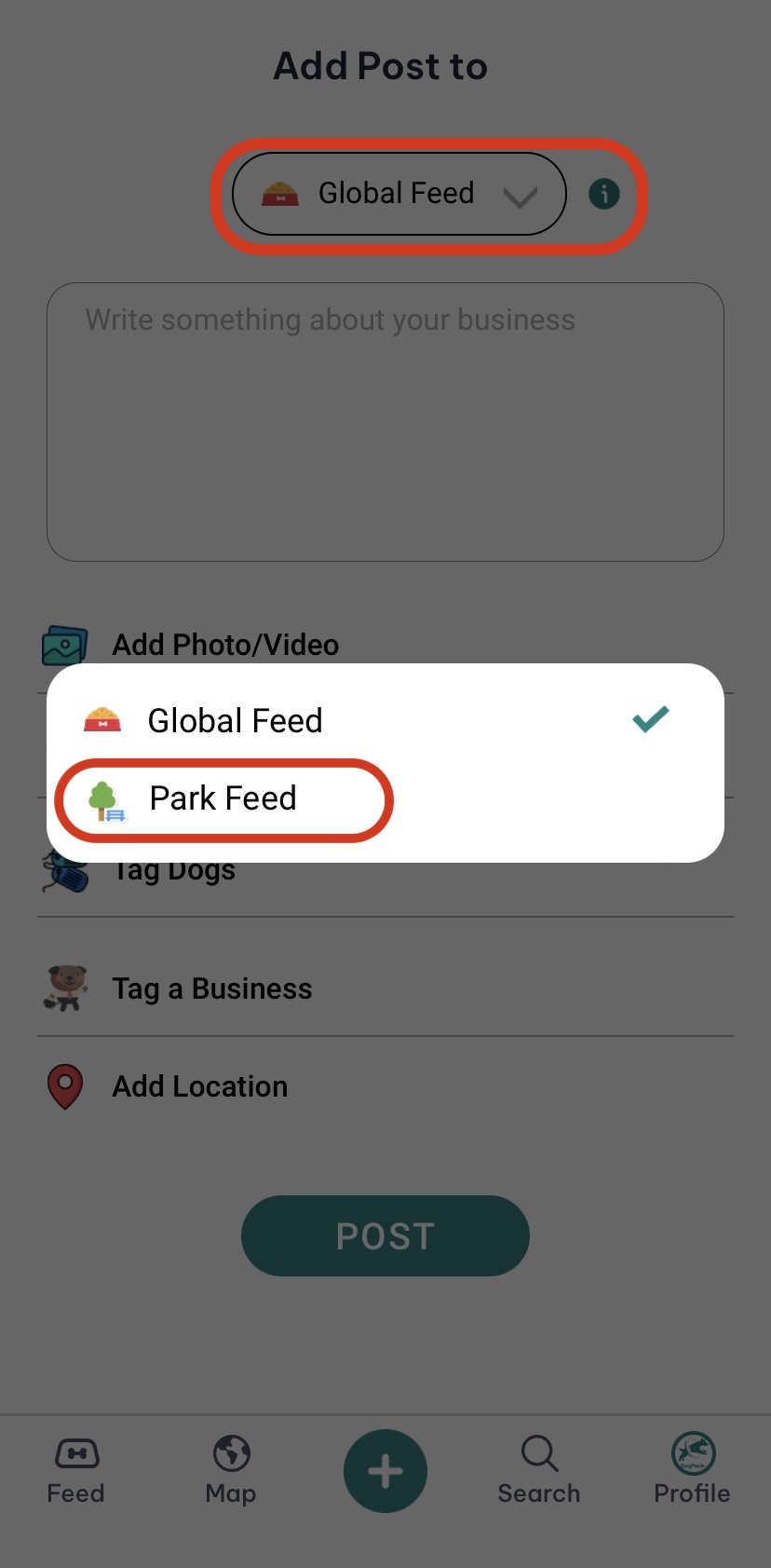 Park feed circled