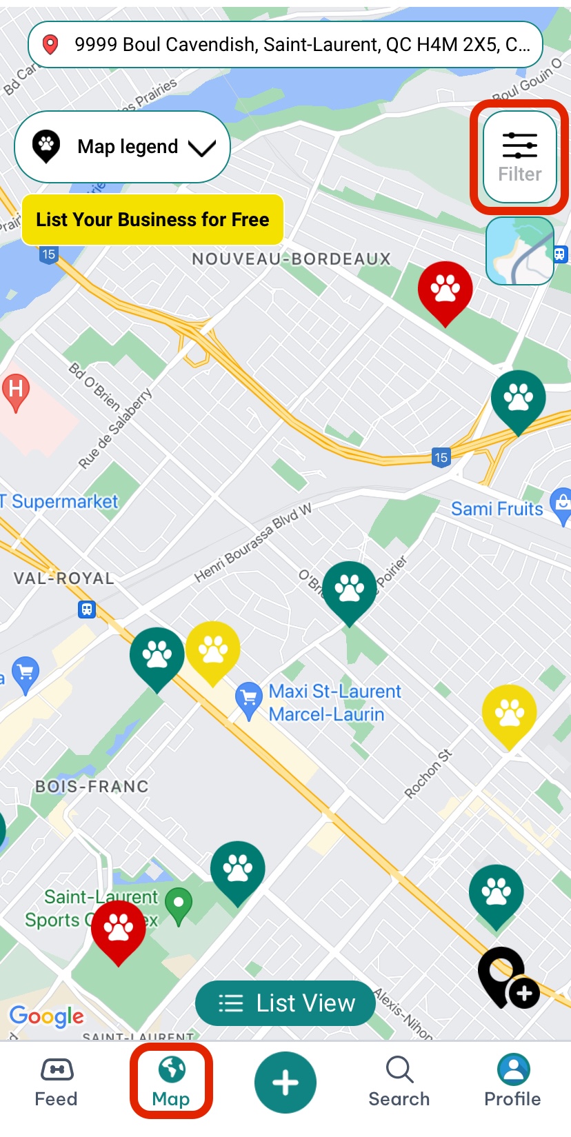 park filters circled
