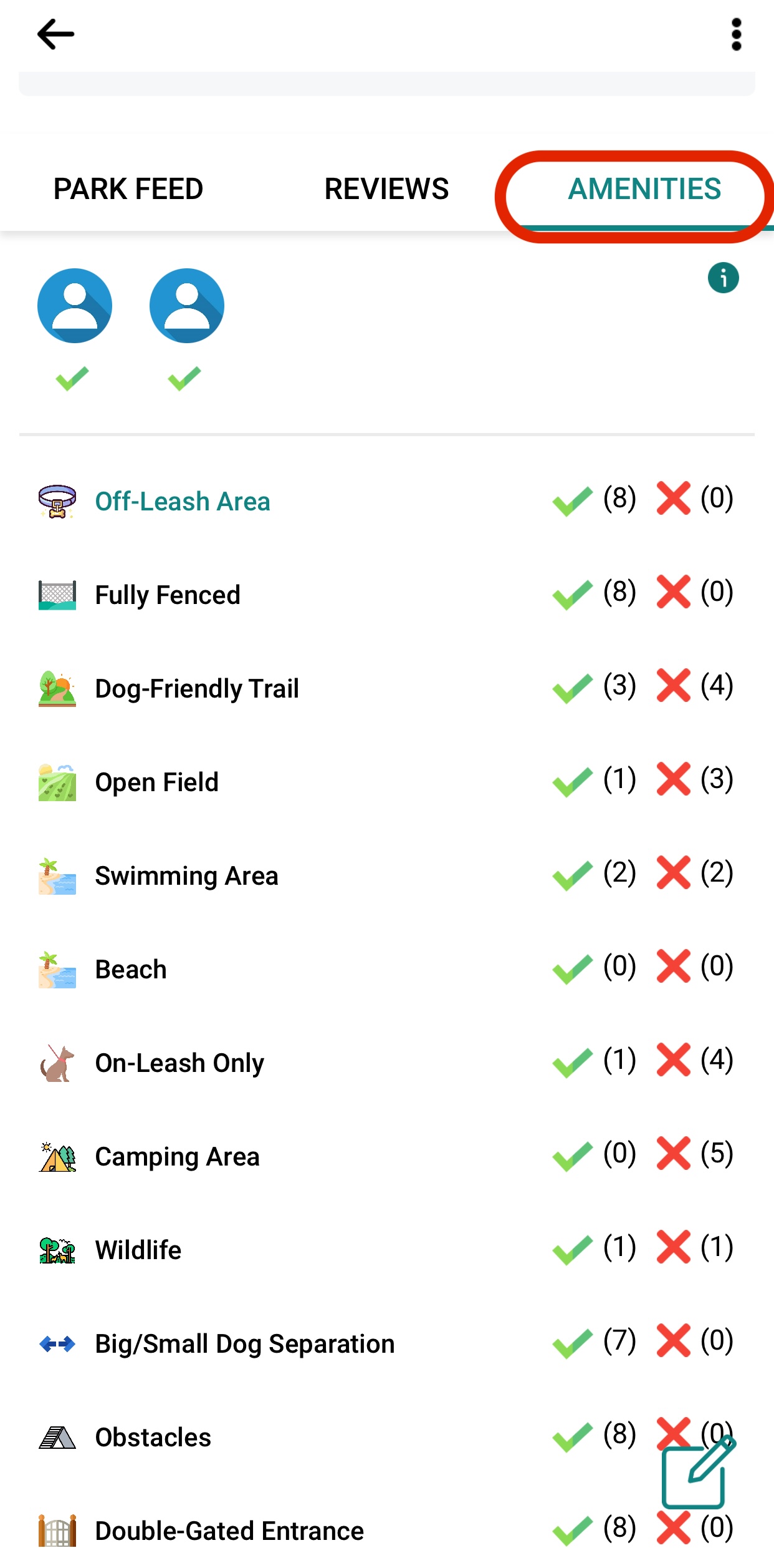 Official dog park amenities