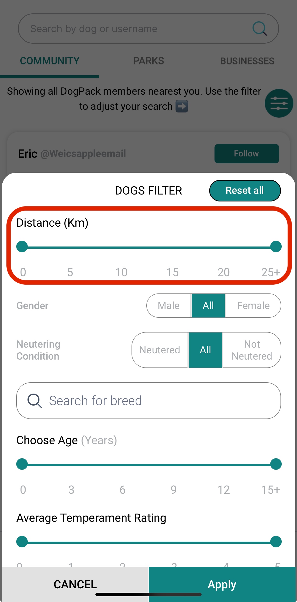 filter by distance