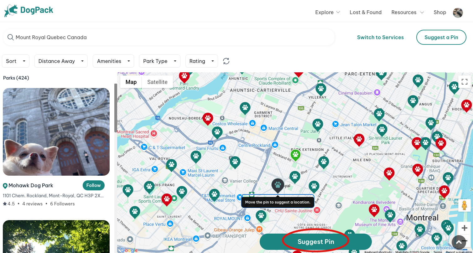 Web suggest a pin black