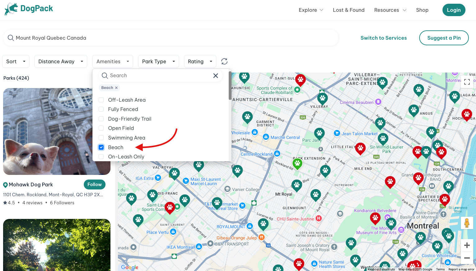 Web amenity - beach arrow