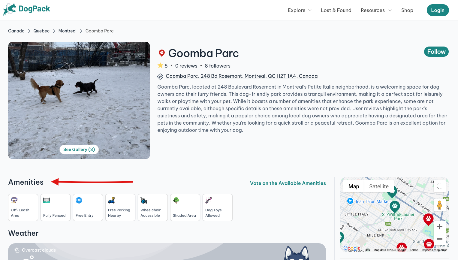 Web park amenities details arrow