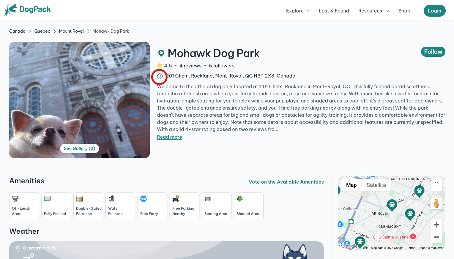 Web park directions circled