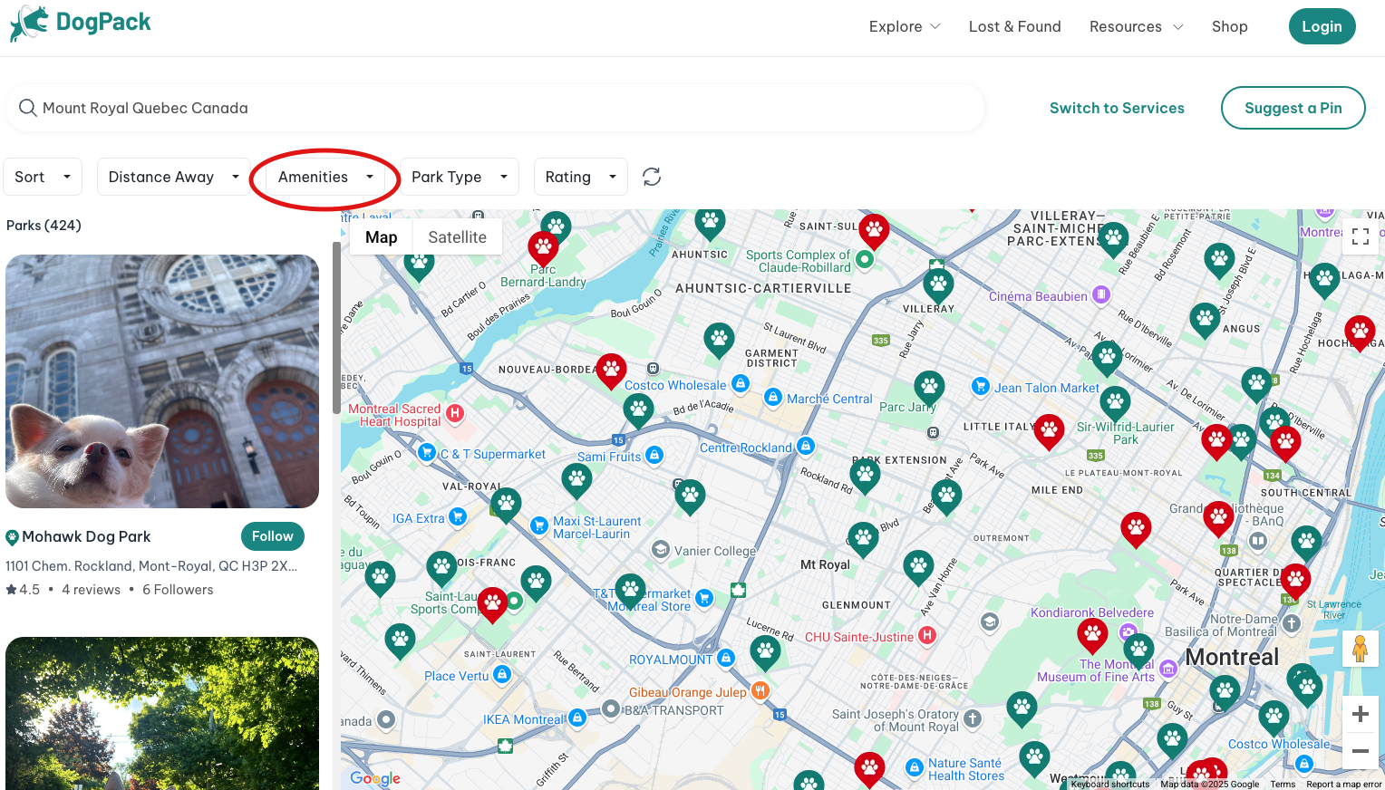 Web park amenity circled