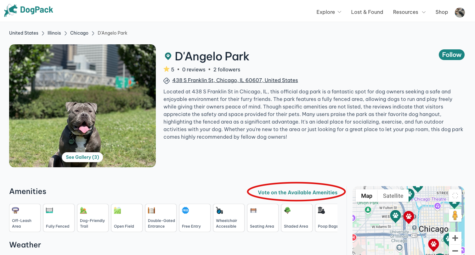 Web vote amenities circle