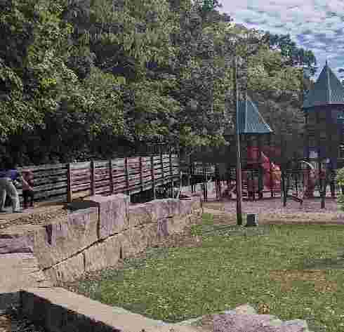 Image of Sycamore Shelter at Lower Cascades Park park in Bloomington, California, United States Image of Sycamore Shelter at Lower Cascades Park park in bloomington, california, united-states